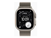 Apple Watch Ultra 3 - 49 mm - naturlig titan - Ja smartklokke med fint strikket løkke - båndbredde: L - 64 GB - LTE, NFC, Wi-Fi 4, UWB, Bluetooth - 5G - 61.6 g MF0E4DH/A