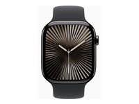 Apple Watch Series 10 (GPS + Cellular) - 46 mm - skifer titan - smartklokke med sportsbånd - fluorelastomer - svart - båndbredde: S/M - 64 GB - LTE, Wi-Fi 4, UWB, Bluetooth - 4G - 41.7 g MWYD3QN/A
