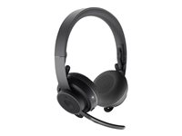 Logitech Zone Wireless - Hodesett - on-ear - Bluetooth - trådløs - aktiv støydemping - lydisolerende - grafitt - Certified for Microsoft Teams 981-000859