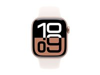 Apple Watch Series 10 (GPS) - 42 mm - rosegull aluminium - smartklokke med sportsbånd - fluorelastomer - lett rouge - båndbredde: S/M - 64 GB - Wi-Fi 4, UWB, Bluetooth - 30 g MWWH3QN/A