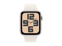 Apple Watch SE (GPS) - 2. generasjon - 44 mm - stjernelysaluminium - smartklokke med sportsbånd - fluorelastomer - stjernelys - båndbredde: S/M - 32 GB - Wi-Fi 4, Bluetooth - 32.9 g MXEU3QN/A