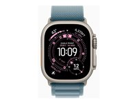 Apple Watch Ultra 3 - 49 mm - naturlig titan - Ja smartklokke med Alpine Loop - tekstil - lys blå - båndbredde: M - 64 GB - LTE, NFC, Wi-Fi 4, UWB, Bluetooth - 5G - 61.6 g MEWM4DH/A
