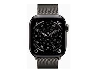 Apple Watch Series 11 (GPS + Cellular) - 42 mm - skifer titan - smartklokke med fint strikket løkke - nett av rustfritt stål - skifer - håndleddstørrelse: 130-200 mm - 64 GB - Bluetooth, LTE, Wi-Fi 4, UWB - 5G - 34.6 g MF8U4QN/A
