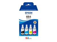 Epson EcoTank 664 - 4-pack - svart, gul, cyan, magenta - original - blekkrefill - for Epson L380, L395, L495; EcoTank ET-2650, L1455, L656; EcoTank ITS L3050, L3060, L3070 C13T664640