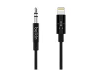 Belkin - Kabel fra Lightning til hodetelefonsjakk - Lightning hann til mini-phone stereo 3.5 mm hann - 1.83 m - svart AV10172BT06-BLK