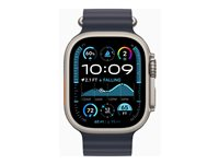 Apple Watch Ultra 2 - 49 mm - naturlig titan - smartklokke med Havbånd - fluorelastomer - marineblå - håndleddstørrelse: 130-200 mm - 64 GB - LTE, Wi-Fi 4, UWB, Bluetooth - 4G - 61.4 g MX4D3DH/A
