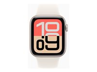 Apple Watch SE 3 (GPS + Cellular) - 44 mm - stjernelysaluminium - smartklokke med sportsbånd - fluorelastomer - stjernelys - båndbredde: S/M - 64 GB - LTE, Wi-Fi 4, Bluetooth - 5G - 33 g MEPE4QN/A