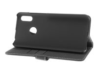 Insmat Exclusive Flip Case - Lommebok for mobiltelefon - ekte skinn, polyuretan, polykarbonat - svart - for Honor 8a 650-2750
