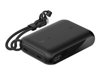 Belkin BoostCharge - Strømbank - 10000 mAh - 20 watt - PD, Fast Charge - 2 utgangskontakter (24 pin USB-C) - på kabel: USB-C BPB027HQBK