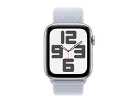 Apple Watch SE (GPS) - 2. generasjon - 44 mm - sølvaluminium - smartklokke med sportssløyfe - myk dobbeltlagsnylon - blå sky - håndleddstørrelse: 130-200 mm - 32 GB - Wi-Fi 4, Bluetooth - 32.9 g MXET3QN/A