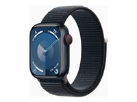 Apple Watch Series 9 (GPS + Cellular) - 41 mm - midnattsaluminium - smartklokke med sportssløyfe - myk dobbeltlagsnylon - midnatt - 64 GB - Wi-Fi, Bluetooth, UWB, LTE - 4G - 32.1 g MRHU3DH/A