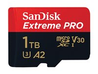 SanDisk Extreme Pro - Flashminnekort (microSDXC til SD-adapter inkludert) - 1 TB - A2 / Video Class V30 / UHS-I U3 / Class10 - microSDXC UHS-I SDSQXCD-1T00-GN6MA