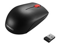 Lenovo Essential Compact - Mus - høyre- og venstrehåndet - 3 knapper - trådløs - 2.4 GHz - USB trådløs mottaker - svart - OEM 4Y50R20864