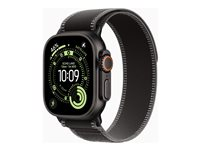 Apple Watch Ultra 3 - 49 mm - svart titan - Ja smartklokke med Trail Loop - nylonvev - svart/Kull - båndbredde: S/M - 64 GB - LTE, NFC, Wi-Fi 4, UWB, Bluetooth - 5G - 61.8 g MF1D4DH/A