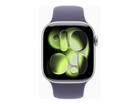 Apple Watch Series 11 (GPS + Cellular) - 42 mm - sølvaluminium - smartklokke med sportsbånd - fluorelastomer - lilla tåke - båndbredde: S/M - 64 GB - Bluetooth, LTE, Wi-Fi 4, UWB - 5G - 29.7 g MF8H4QN/A