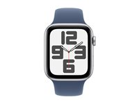 Apple Watch SE (GPS) - 2. generasjon - 44 mm - sølvaluminium - smartklokke med sportsbånd - fluorelastomer - denim - båndbredde: M/L - 32 GB - Wi-Fi 4, Bluetooth - 32.9 g MXER3QN/A