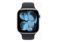 Apple Watch Series 11 (GPS + Cellular) - 46 mm - space gray aluminum - smartklokke med sportsbånd - fluorelastomer - svart - båndbredde: S/M - 64 GB - Bluetooth, LTE, Wi-Fi 4, UWB - 5G - 36.9 g MFC94QN/A