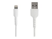StarTech.com 6 ft(2m) Durable White USB-A to Lightning Cable, Heavy Duty Rugged Aramid Fiber USB Type A to Lightning Charger/Sync Power Cord, Apple MFi Certified iPad/iPhone 12 Pro Max - iPhone 7/8/11/11 Pro - Lightning-kabel - USB hann rett til Lightning hann rett - 2 m - dobbeltisolert - hvit RUSBLTMM2M