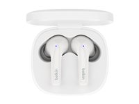 Belkin SoundForm Motion - True wireless-hodetelefoner med mikrofon - i øret - Bluetooth - aktiv støydemping - lydisolerende - hvit AUC010BTWH