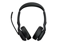 Jabra Evolve2 55 UC Stereo - Hodesett - on-ear - Bluetooth - trådløs - aktiv støydemping - USB-C - svart - Zoom Certified, Cisco Webex Certified, Alcatel-Lucent Certified, Avaya Certified, Unify Certified, MFi Certified, Google Meet Certified, Amazon Chime Certified 25599-989-899