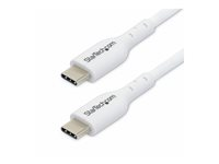 StarTech.com 2m (6.6ft) White USB-C Charging Cable, USB C Cable, USB 2.0 Type-C Laptop Charger Cord, 60W 3A Power Delivery, TPE Jacket, USB-C Data Transfer Cable, M/M - USB-kabel - 24 pin USB-C (hann) til 24 pin USB-C (hann) - USB 2.0 - 3 A - 2 m - USB Power Delivery (60W) - hvit USB2CC2MNCWHE
