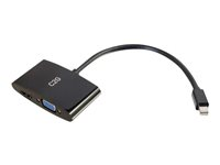 C2G 20cm Mini DisplayPort to HDMI or VGA Adapter Converter 4K UHD - Black - Video adapter - Mini DisplayPort hann til HDMI, 15 pin D-Sub (DB-15) hunn - 20.3 cm - skjermet - svart - 4K-støtte 80935