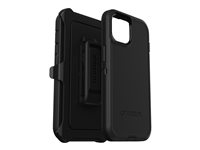 OtterBox Defender Series - Baksidedeksel for mobiltelefon - MagSafe-samsvar - polykarbonat, syntetisk gummi - svart - for Apple iPhone 13, 14, 15 77-92557