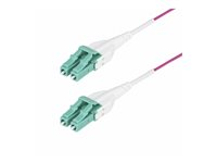 StarTech.com 3m (10ft) LC/LC (UPC) OM4 Multimode Fiber Optic Cable, OFNR - Koblingskabel - LC/UPC duplex multi-mode (hann) til LC/UPC duplex multi-mode (hann) - 3 m - 1.6 mm - fiberoptisk - dupleks - 50 / 125 mikroner - OM4 - OFNR - strømkabel - erikafiol OM4RLCLC3M