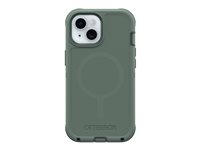 OtterBox Defender Series - Baksidedeksel for mobiltelefon - MagSafe-samsvar - polykarbonatlag, termoplastisk elastomer (TPE) - skogvokter (grønn) - for Apple iPhone 13, 14, 15 77-97536