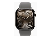 Apple Watch Series 10 (GPS + Cellular) - 42 mm - naturlig titan - smartklokke med sportsbånd - fluorelastomer - steingrå - båndbredde: M/L - 64 GB - LTE, Wi-Fi 4, UWB, Bluetooth - 4G - 34.4 g MWXE3QN/A