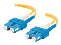 C2G SC-SC 9/125 OS1 Duplex Singlemode PVC Fiber Optic Cable (LSZH) - Koblingskabel - SC-enkeltmodus (hann) til SC-enkeltmodus (hann) - 10 m - fiberoptisk - dupleks - 9 / 125 micron - OS1 - halogenfri - gul 85573