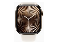 Apple Watch Series 10 (GPS + Cellular) - 46 mm - gull titan - smartklokke med sportsbånd - fluorelastomer - stjernelys - båndbredde: S/M - 64 GB - LTE, Wi-Fi 4, UWB, Bluetooth - 4G - 41.7 g MWYX3QN/A