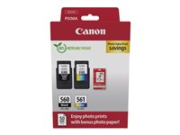 Canon PG-560/CL-561 Photo Value Pack - Blank - 2-pack - svart, farge (cyan, magenta, gul) - original - hengeboks - blekkpatron/papirsett - for PIXMA TS5350, TS5350a, TS5350i, TS5351, TS5351a 3713C008