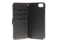 Insmat Exclusive Flip Case - Lommebok for mobiltelefon - ekte skinn - svart - for Apple iPhone 6, 6s, 8, SE (2nd generation) 650-2484