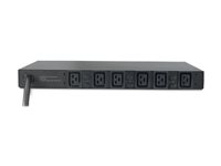 APC Basic Rack PDU - Strømfordelingslist (kan monteres i rack) - AC 208 V - 3-faset - inngang: Hubbell CS8365C - utgangskontakter: 6 (IEC 60320 C19) - 1U - 2.4 m kabel - for P/N: SMTL1000RMI2UC, SMX1000C, SMX1500RM2UC, SMX1500RM2UCNC, SMX750C, SMX750CNC AP7516