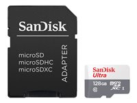 SanDisk Ultra - Flashminnekort (microSDXC til SD-adapter inkludert) - 128 GB - UHS-I / Class10 - microSDXC UHS-I SDSQUNR-128G-GN6TA