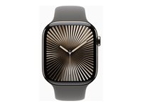 Apple Watch Series 10 (GPS + Cellular) - 46 mm - naturlig titan - smartklokke med sportsbånd - fluorelastomer - steingrå - båndbredde: S/M - 64 GB - LTE, Wi-Fi 4, UWB, Bluetooth - 4G - 41.7 g MWY93QN/A