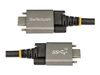 StarTech.com 3ft 1m Side Screw Locking USB C Cable 10Gbps, USB 3.1/3.2 Gen 2 Type-C Cable, 100W (5A) Power Delivery Charging, DP Alt Mode, Dual Screw Lock, USB-C to C Cord, Charge/Sync - Thunderbolt 3 Compatible - USB-kabel - 24 pin USB-C (hann) rett/låsende til 24 pin USB-C (hann) rett - USB 3.2 Gen 2 / DisplayPort 1.4 /Thunderbolt 3 - 1 m - 4K-støtte - svart, grå USB31CCSLKV1M