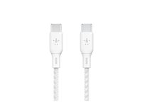 Belkin BoostCharge - USB-kabel - 24 pin USB-C (hann) til 24 pin USB-C (hann) - 2 m - hvit CAB014BT2MWH