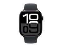 Apple Watch Series 10 (GPS + Cellular) - 46 mm - jet svart aluminium - smartklokke med sportsbånd - fluorelastomer - svart - båndbredde: M/L - 64 GB - LTE, Wi-Fi 4, UWB, Bluetooth - 4G - 35.3 g MWY43QN/A