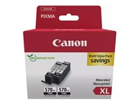 Canon PGI-570PGBK XL Twin Pack - 2-pack - 22 ml - XL - svart - original - blekkbeholder - for PIXMA TS5051, TS5053, TS5055, TS6050, TS6051, TS6052, TS8051, TS8052, TS9050, TS9055 0318C010