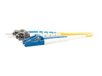 C2G LC-ST 9/125 OS1 Duplex Singlemode PVC Fiber Optic Cable (LSZH) - Koblingskabel - ST-enkeltmodus (hann) til LC-enkeltmodus (hann) - 3 m - fiberoptisk - dupleks - 9 / 125 micron - OS1 - halogenfri - gul 85597