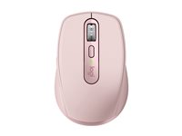 Logitech MX Anywhere 3 - Mus - laser - 6 knapper - trådløs - 2.4 GHz, Bluetooth - USB trådløs mottaker - rosa 910-005990