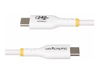 StarTech.com 2m USB C Charging Cable, USB-IF Certified USB-C Cable, 240W - USB-kabel - 24 pin USB-C (hann) til 24 pin USB-C (hann) - USB 2.0 - 48 V - 5 A - 2 m - halogenfri, passiv, utvidet effektområde (EPR), USB Power Delivery (240 W), støtte for Power Delivery 3,1 - hvit USB2EPR2MW