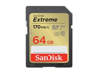 SanDisk Extreme - Flashminnekort - 64 GB - Video Class V30 / UHS-I U3 / Class10 - SDXC UHS-I SDSDXV2-064G-GNCIN