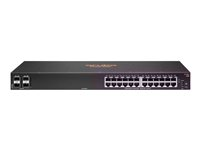 HPE Aruba 6100 24G 4SFP+ Switch - Switch - Styrt - 24 x 10/100/1000 + 4 x 1 Gigabit / 10 Gigabit SFP+ - side til side-luftflyt - rackmonterbar JL678A