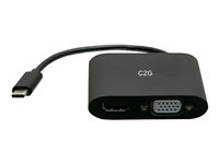 C2G USB C to HDMI & VGA Dual Monitor Adapter - 4K 30Hz - Black - Video adapter - 24 pin USB-C hann til HDMI, HD-15 (VGA) hunn - svart - 4K 30Hz støtte C2G29830