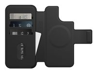 OtterBox - Lommebok for mobiltelefon - MagSafe-samsvar - syntetisk skinn, magnet - skyggesvart 77-90282