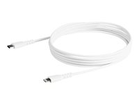 StarTech.com 6 ft(2m) Durable White USB-C to Lightning Cable, Heavy Duty Rugged Aramid Fiber USB Type A to Lightning Charger/Sync Power Cord, Apple MFi Certified iPad/iPhone 12 Pro Max - iPhone 7/8/11/11 Pro - Lightning-kabel - Lightning hann til 24 pin USB-C hann - 2 m - hvit RUSBCLTMM2MW
