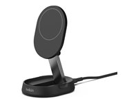 Belkin BoostCharge Pro - Trådløst ladestativ - magnetisk, konvertibel, med Qi2 - 15 watt - 3 A - Fast Charge - svart WIA008BTBK